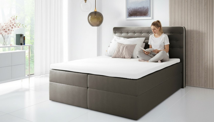 Cama con cajón de almacenamiento, cama boxspring contemporánea doble de hotel de 160 cm para dormitorio.
