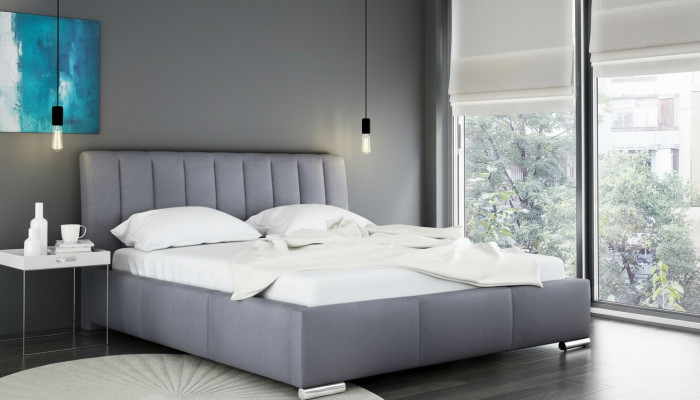 Cama cama doble muebles marco de cama tela 160x200 textil cama tapizada gris camas