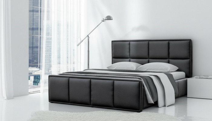 Cama doble Marco de cama Cama Muebles de cama Cama tapizada Camas Poliéster Moderno Negro