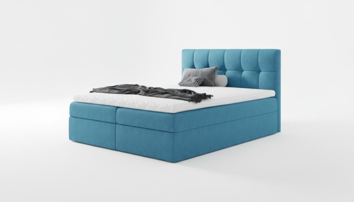 Cama Cama de matrimonio Cama boxspring Cama doble Moderno Azul Dormitorio Camas 160x200