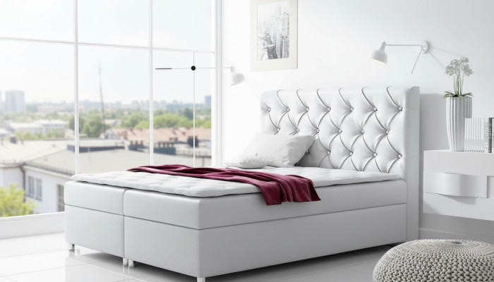 Cama Chesterfield moderna, cama doble, cama tapizada, camas de resortes 200x200 nuevas.