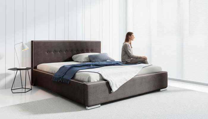 Marco de la cama Cama doble Cama de matrimonio Camas Cama tapizada Dormitorio Gris Nuevo