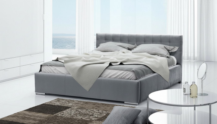 Marco de cama Cama doble Moderna Cama con cabecero Gris 160 cm habitación principal