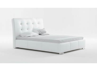 Cama matrimonial Marco de cama Camas Cama tapizada Cama doble Blanco Poliéster Contemporáneo