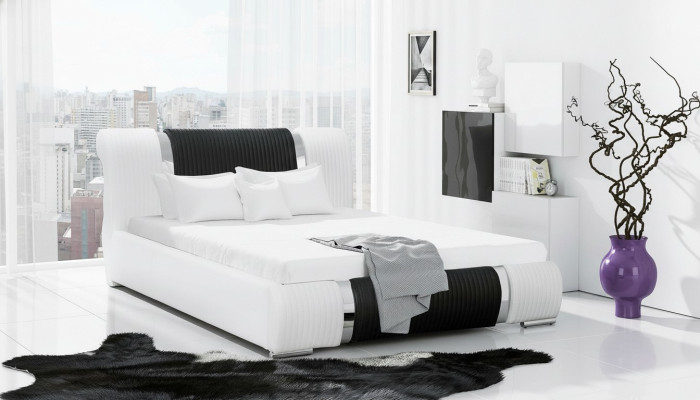Cama marco de cama cama doble camas cama conyugal cama tapizada barra cromada blanco