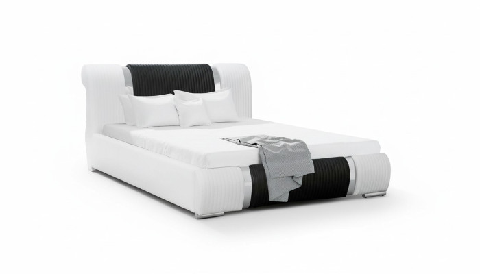 Cama marco de cama cama doble camas cama conyugal cama tapizada barra cromada blanco