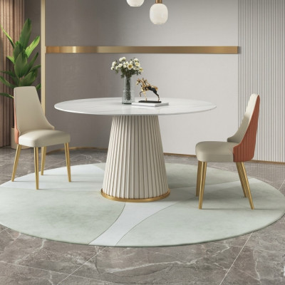 Mesa de lujo Mesa redonda Muebles de diseño redondos Mesa de acero inoxidable Comedor Mesas de comedor Nuevas