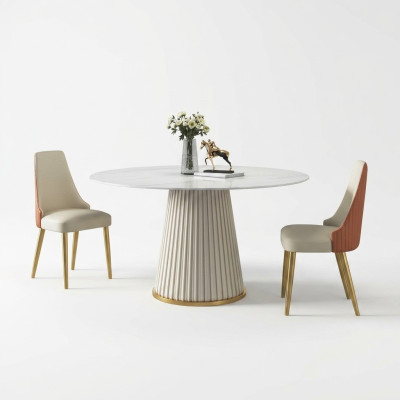 Mesa de lujo Mesa redonda Muebles de diseño redondos Mesa de acero inoxidable Comedor Mesas de comedor Nuevas