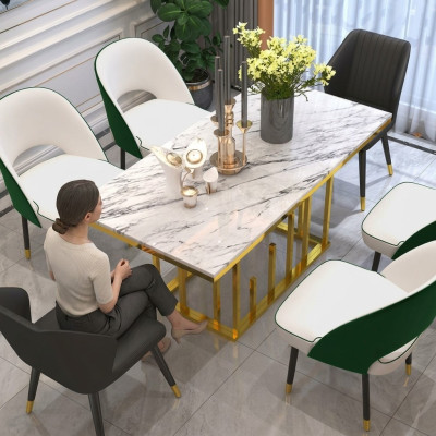 Mesa de comedor de lujo, muebles de comedor, mesa de diseño de metal.