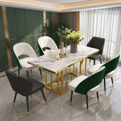 Mesa de comedor de lujo, muebles de comedor, mesa de diseño de metal.