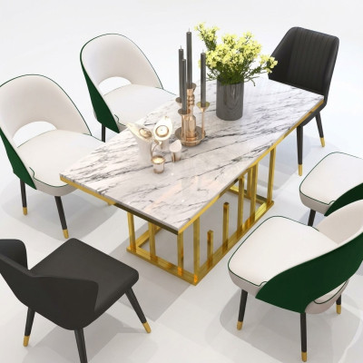 Mesa de comedor de lujo, muebles de comedor, mesa de diseño de metal.