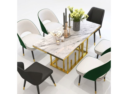 Mesa de comedor de lujo, muebles de comedor, mesa de diseño de metal.
