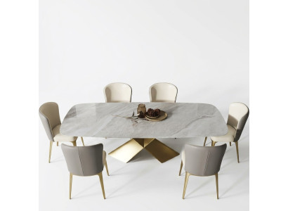 Mesas de comedor de lujo, mesa de diseño, acero inoxidable, piedra, muebles de comedor modernos, columna.