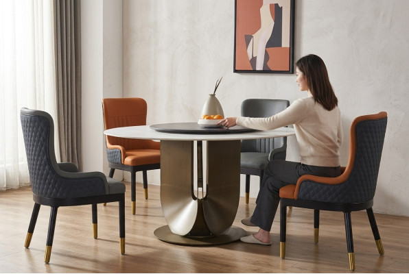 Mesa redonda de columnas Diseño de mesa Redonda Piedra Muebles Comedor Mesas Comedor Modernas
