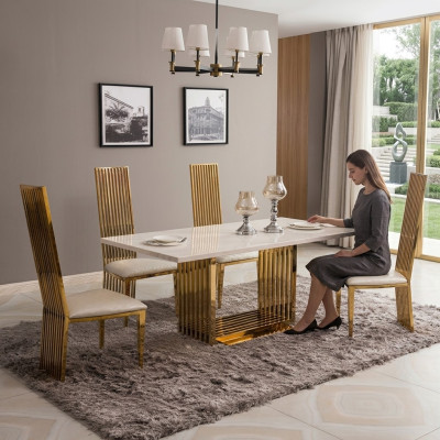 Mesa de metal de lujo. Mega diseño de mesa de metal 140x80 muebles de comedor.