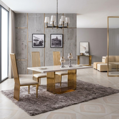 Mesa de metal de lujo. Mega diseño de mesa de metal 140x80 muebles de comedor.