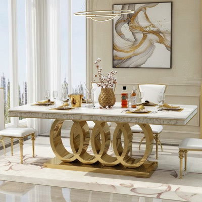 Mesa de comedor de lujo mesa de comedor metal dorado mesas muebles decoración