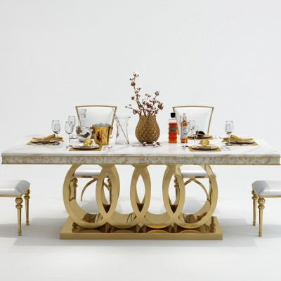 Mesa de comedor de lujo mesa de comedor metal dorado mesas muebles decoración