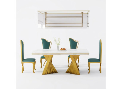 Mesa de comedor de lujo mesa de comedor de mesa de metal dorado mesas de comedor muebles decoración.