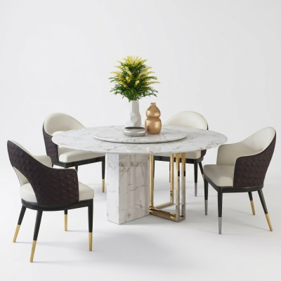 Mesa redonda de lujo, diseño de mesas redondas de piedra, muebles de comedor, mesas de comedor modernas nuevas.