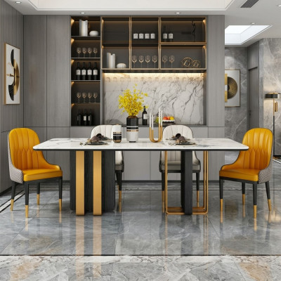 Mesas de comedor de mármol, mesa de comedor moderna, muebles mesas de diseño mesa comedor metal nuevo