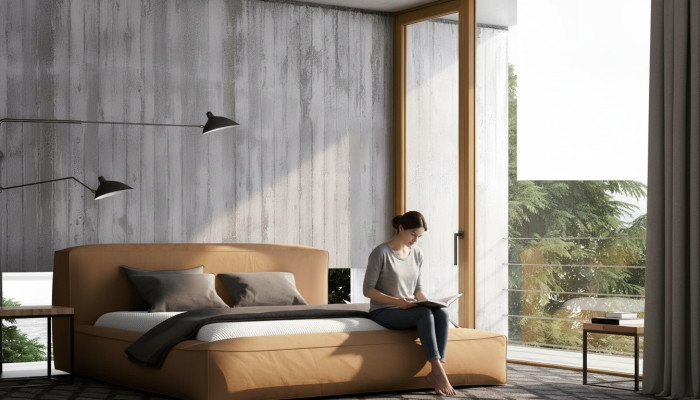 Diseño cama doble moderna de hotel textil de lujo para dormitorio.