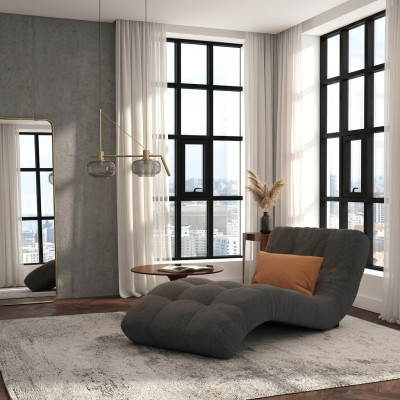 Chaise longue Chesterfield Liege diseño Club Chaise acolchado tela sofá nuevo