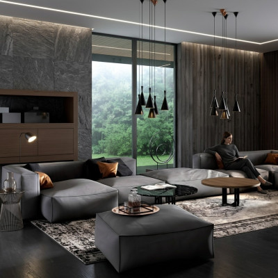 Sofá de lujo XXL Asientos Sofás Tela Diseño de sala de estar Sofás modernos Tapicería 590 cm
