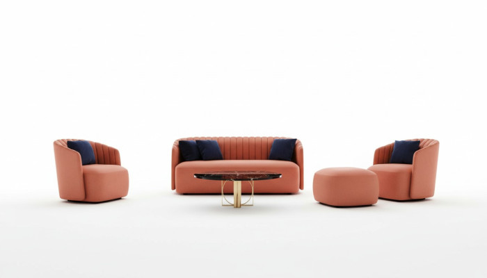 Set de sofás de 3 piezas - sofá de 3 plazas + 2 plazas + 1 plaza, conjunto de sofás de tela color naranja nuevo.