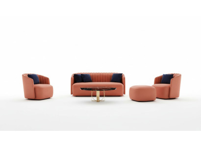 Set de sofás de 3 piezas - sofá de 3 plazas + 2 plazas + 1 plaza, conjunto de sofás de tela color naranja nuevo.