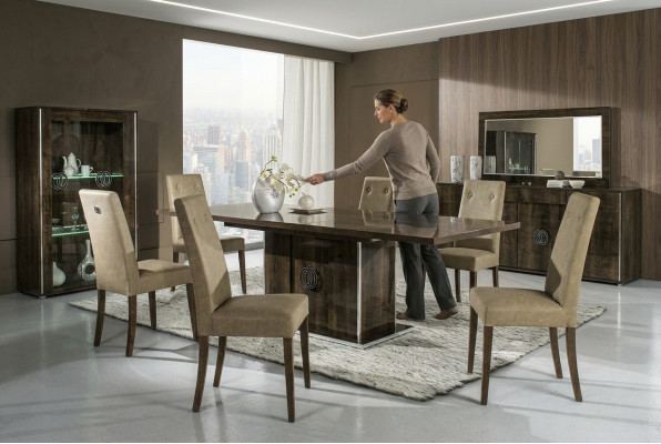 Conjunto de comedor mesa con 6 sillas tapizadas grupo de 7 piezas