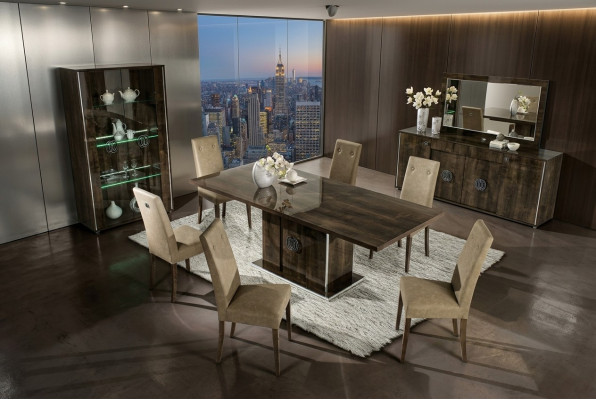 Conjunto de comedor mesa con 6 sillas tapizadas grupo de 7 piezas