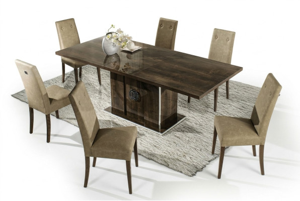 Conjunto de comedor mesa con 6 sillas tapizadas grupo de 7 piezas