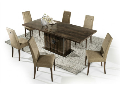 Conjunto de comedor mesa con 6 sillas tapizadas grupo de 7 piezas