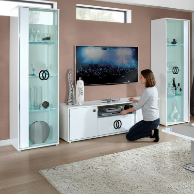 Mueble de TV móvil Tavolo Armario Televisión Diseño Nuevo Blanco 160 cm Moderno Nuevo