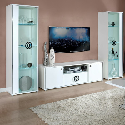 Mueble de TV móvil Tavolo Armario Televisión Diseño Nuevo Blanco 160 cm Moderno Nuevo