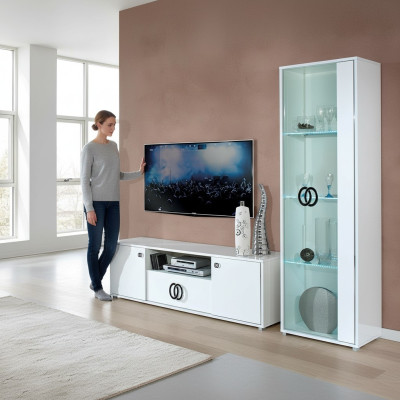 Vitrina armario 1 puerta diseño muebles salón blanco Italia
