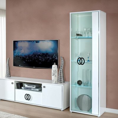 Vitrina armario 1 puerta diseño muebles salón blanco Italia