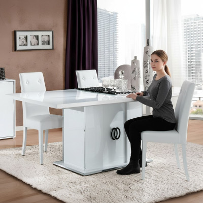 Mesa de comedor blanca para comedor sala de estar diseño madera muebles italianos