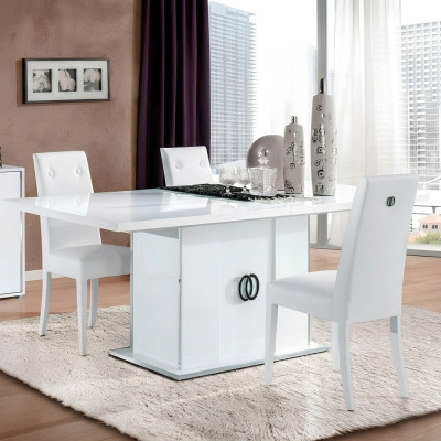 Mesa de comedor blanca para comedor sala de estar diseño madera muebles italianos