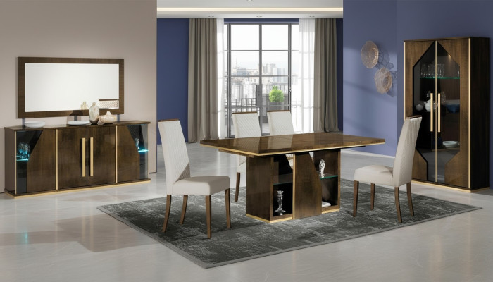 Conjunto de 5 sillas y mesa de comedor de madera moderna