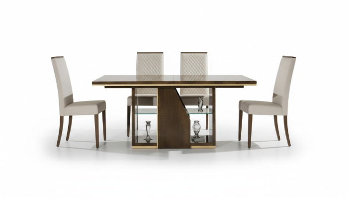 Conjunto de 5 sillas y mesa de comedor de madera moderna