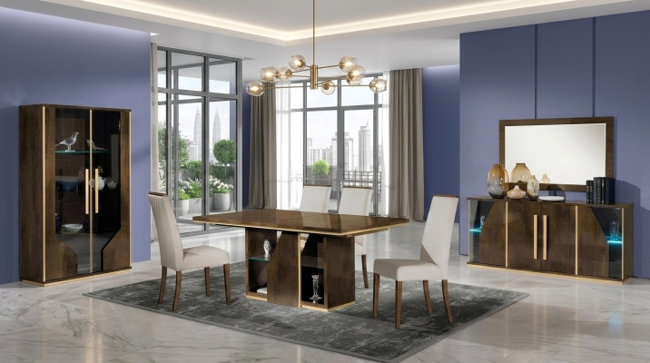 Conjunto de 4 sillas de comedor, sillones acolchados, muebles de madera, grupo de diseño