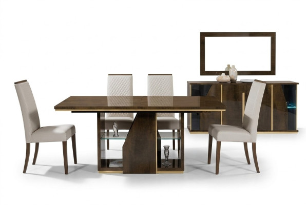 Conjunto de 4 sillas de comedor, sillones acolchados, muebles de madera, grupo de diseño