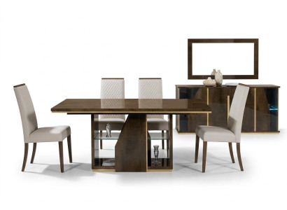 Conjunto de 4 sillas de comedor, sillones acolchados, muebles de madera, grupo de diseño