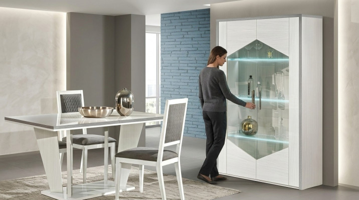 Vitrina de 2 puertas blanca armario vitrinas salón diseño nuevo