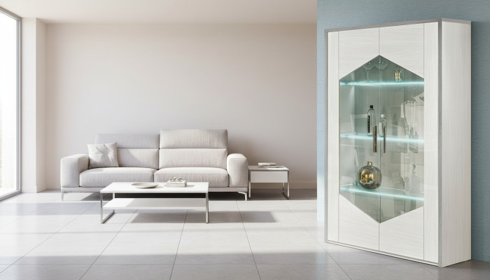 Vitrina de 2 puertas blanca armario vitrinas salón diseño nuevo