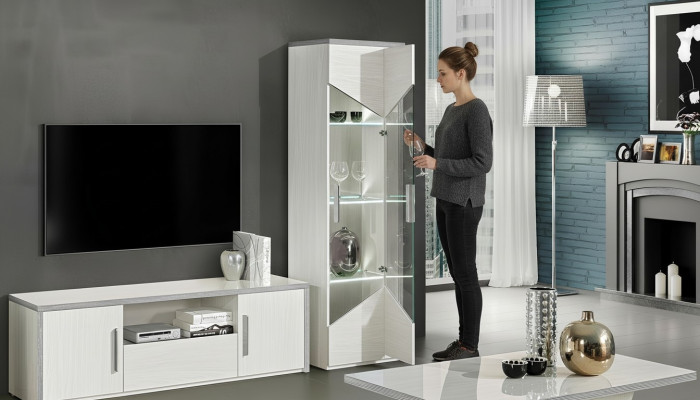Vitrina de 1 puerta blanca armario vitrina salón diseño nuevo