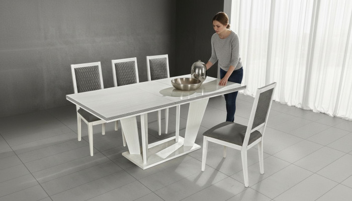 Mesa de comedor set sala de comedor diseño lujo moderno mesas blancas