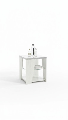 Mesa de salón de madera de diseño moderno, mueble de lujo, mesa cuadrada blanca
